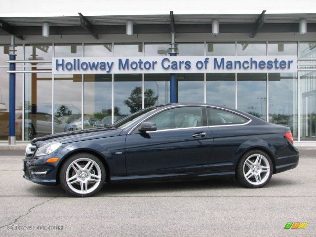 2012 C 250 Coupe - Lunar Blue Metallic / Ash photo #1