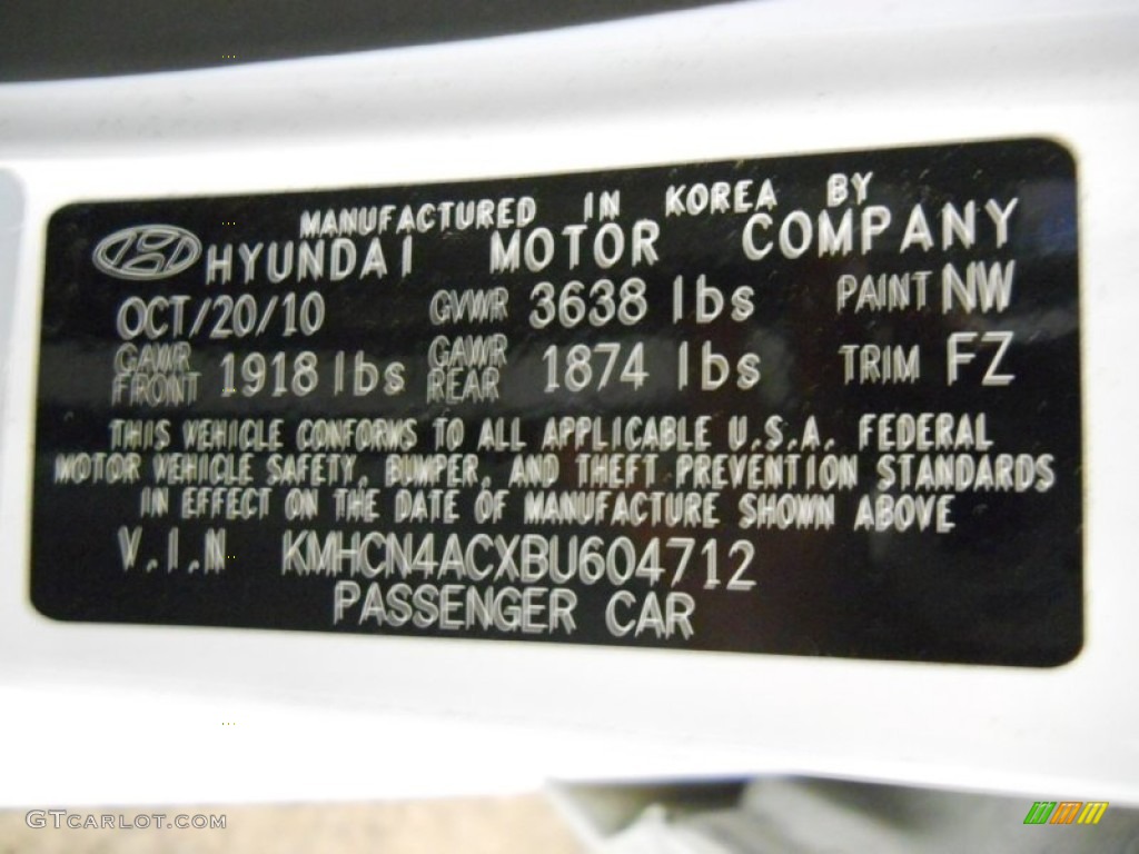 2011 Accent Color Code NW for Nordic White Photo #66804817