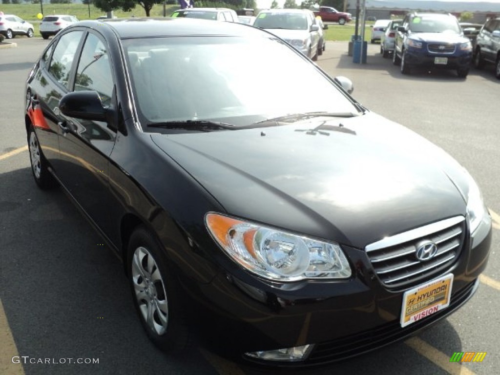 2009 Elantra GLS Sedan - Black Pearl / Gray photo #1