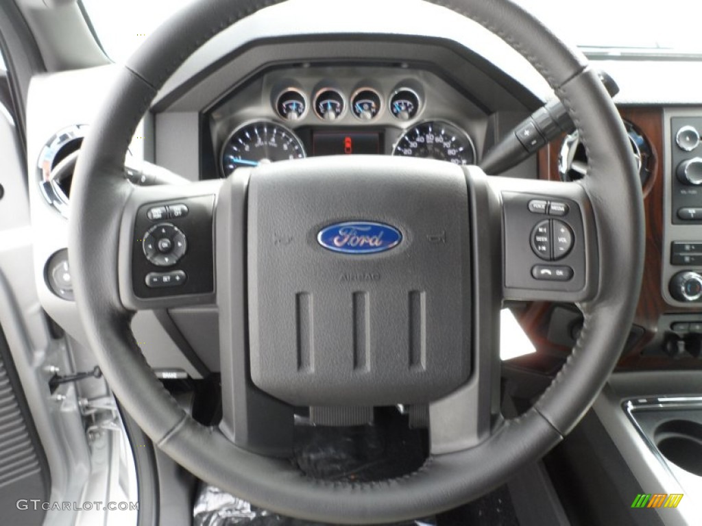 2012 Ford F250 Super Duty Lariat Crew Cab 4x4 Black Steering Wheel Photo #66810286