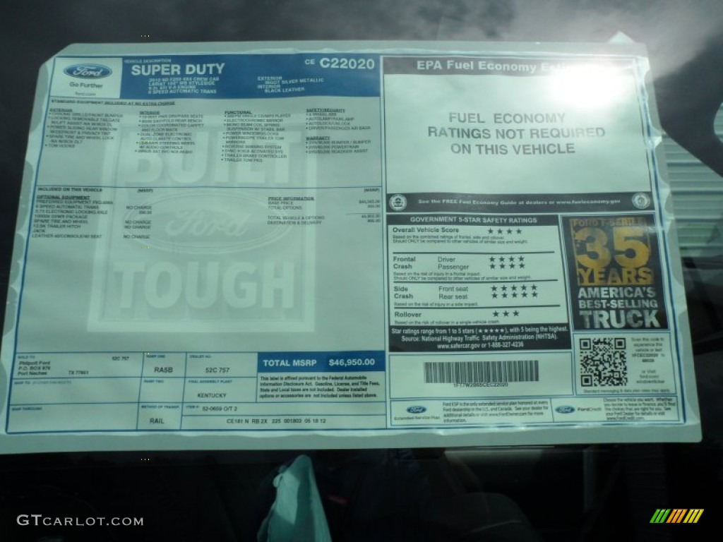 2012 F250 Super Duty Lariat Crew Cab 4x4 - Ingot Silver Metallic / Black photo #40