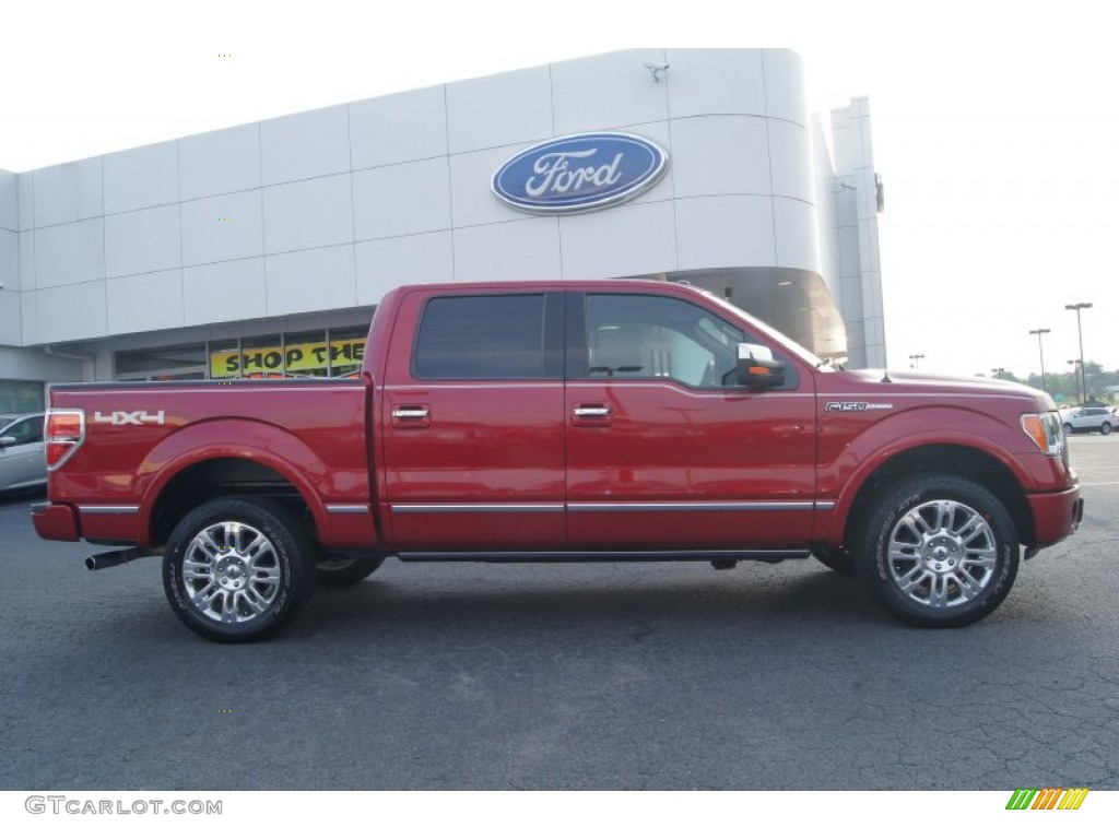 2010 F150 Platinum SuperCrew 4x4 - Red Candy Metallic / Sienna Brown Leather/Black photo #2