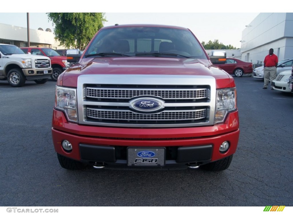 2010 F150 Platinum SuperCrew 4x4 - Red Candy Metallic / Sienna Brown Leather/Black photo #7