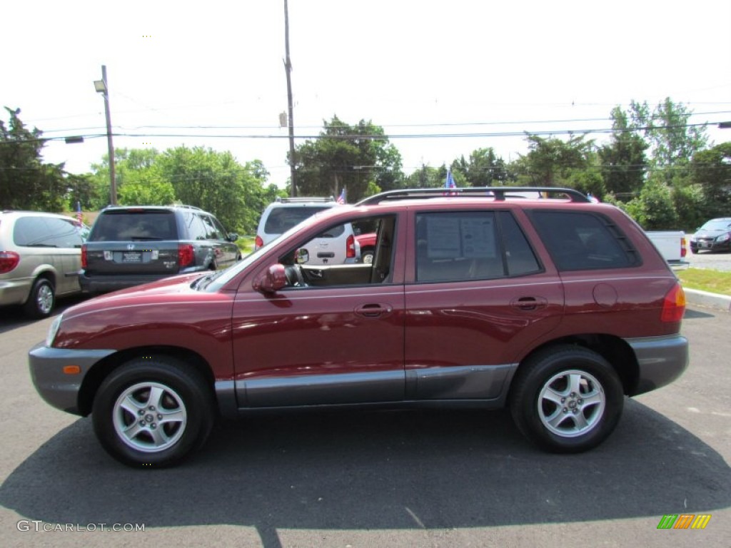 2004 Santa Fe GLS 4WD - Merlot Red / Gray photo #12