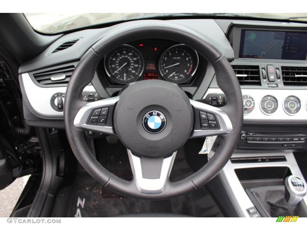2009 BMW Z4 sDrive35i Roadster Black Steering Wheel Photo #66830944