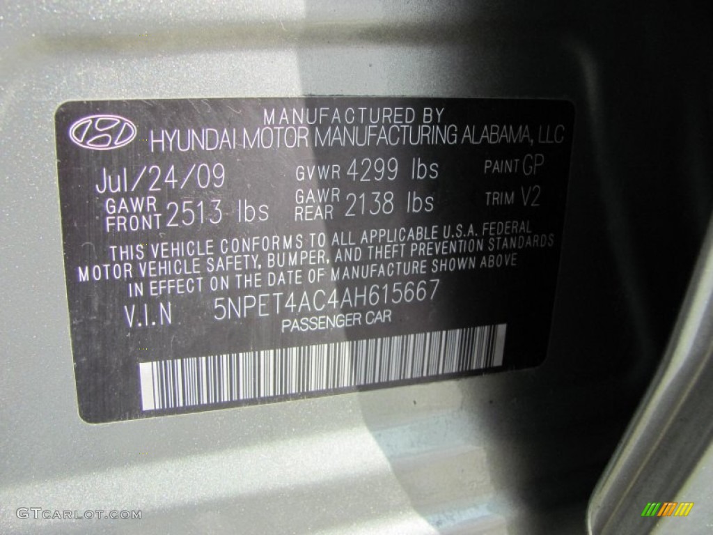 2010 Sonata Color Code GP for Natural Khaki Photo #66833867