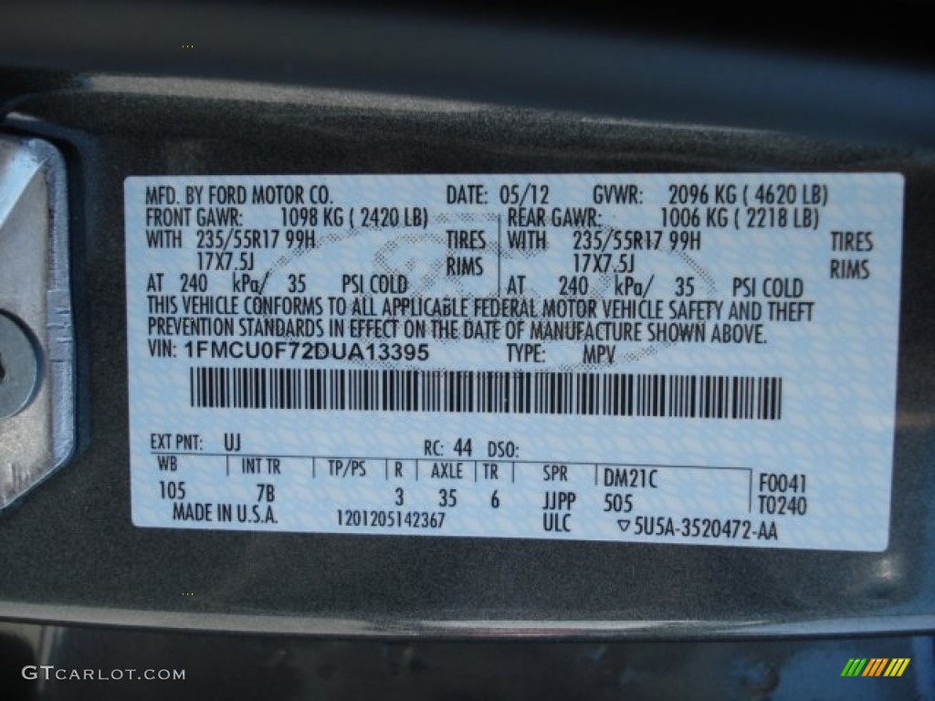 2013 Escape Color Code UJ for Sterling Gray Metallic Photo #66839649