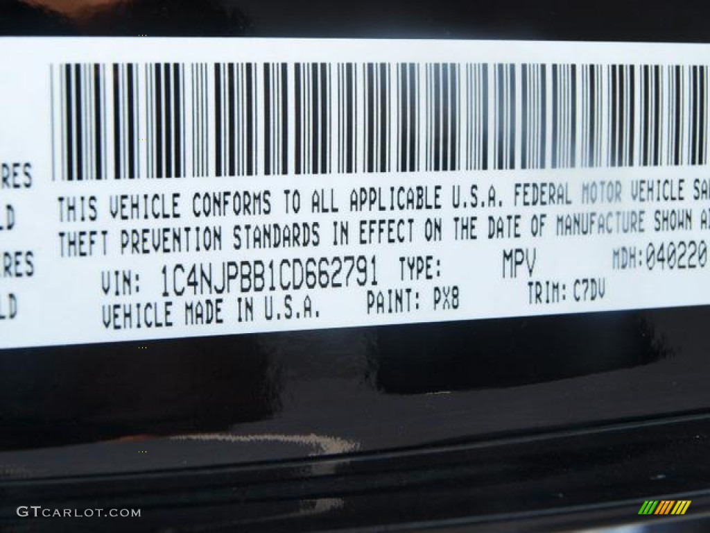 2012 Patriot Color Code PX8 for Black Photo #66840566