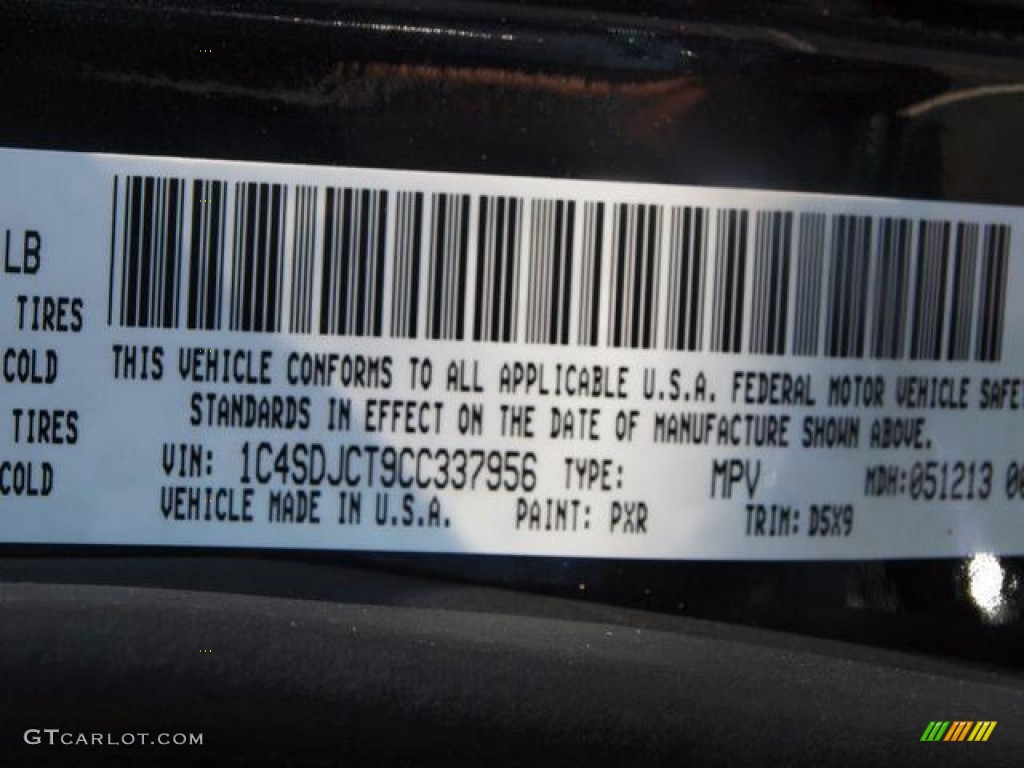 2012 Durango Color Code PXR for Brilliant Black Crystal Pearl Photo #66841493