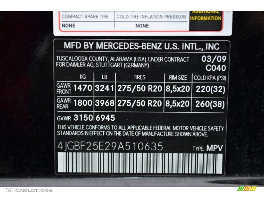 2009 GL Color Code 040 for Black Photo #66846986