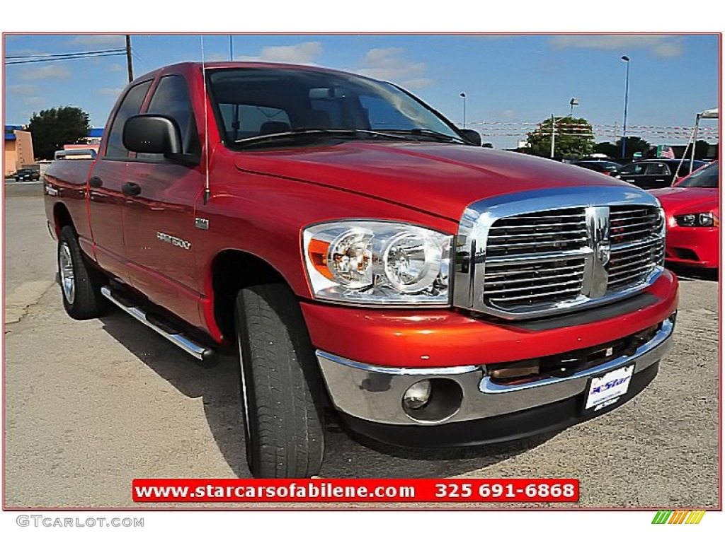 2007 Ram 1500 Lone Star Quad Cab 4x4 - Sunburst Orange Pearl / Khaki Beige photo #12