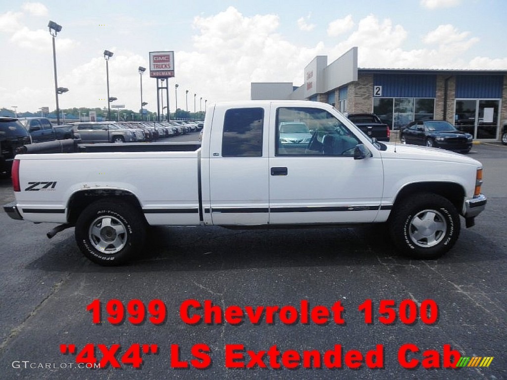 1999 Silverado 1500 LS Z71 Extended Cab 4x4 - Summit White / Graphite photo #1