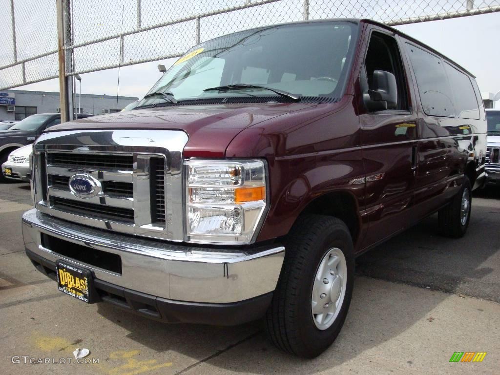 2008 E Series Van E350 Super Duty XLT 15 Passenger - Dark Toreador Red Metallic / Medium Flint photo #1