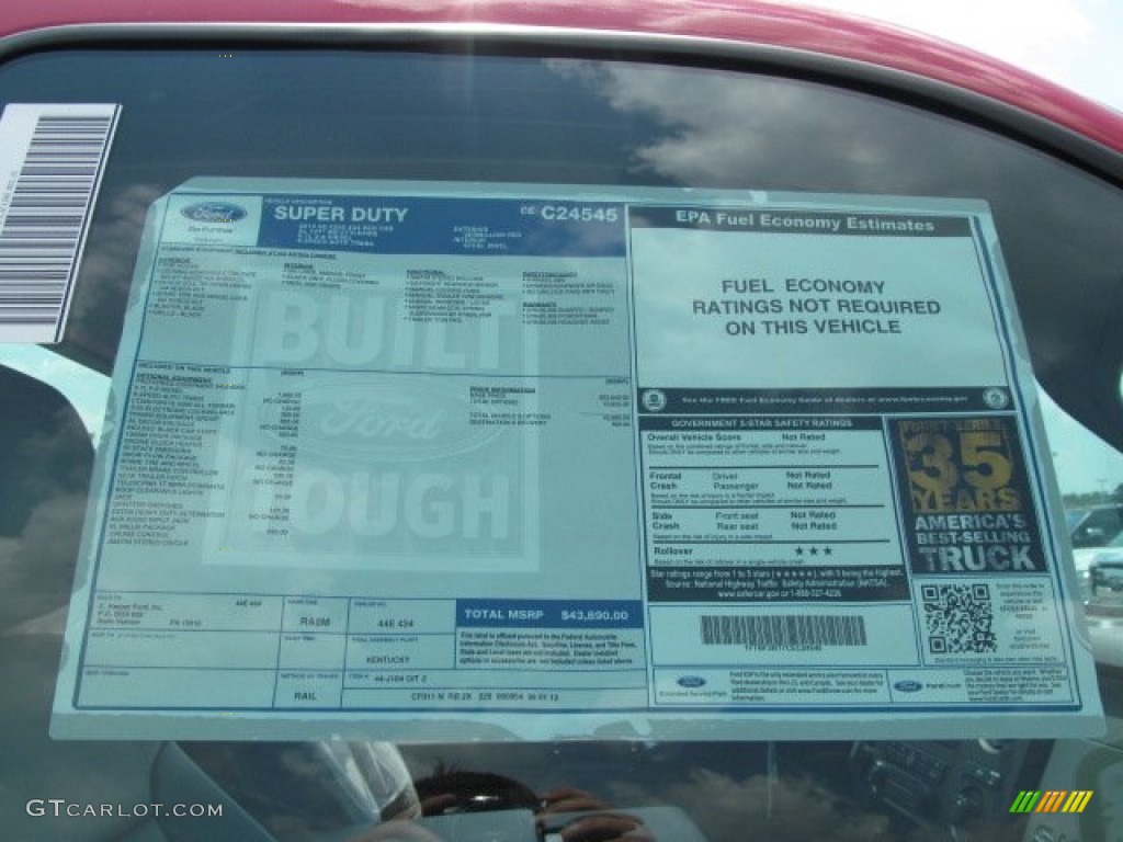2012 Ford F250 Super Duty XL Regular Cab 4x4 Window Sticker Photo #66854255