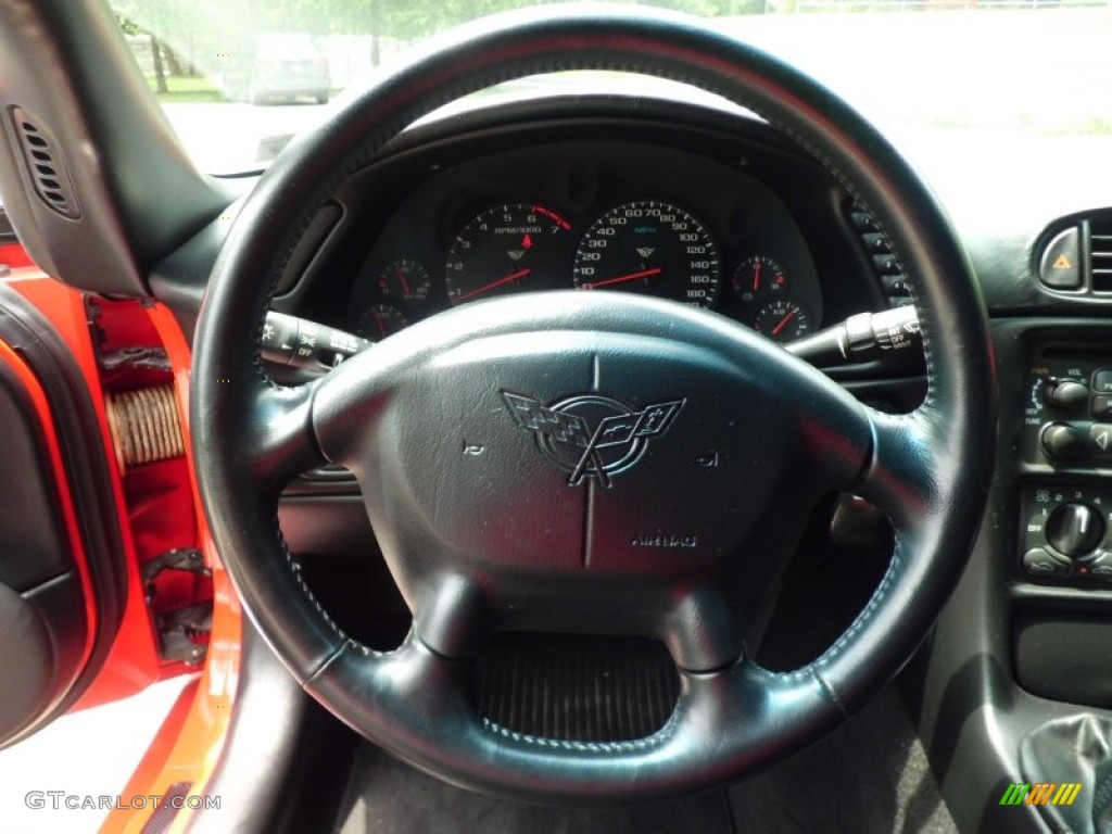 2000 Chevrolet Corvette Coupe Black Steering Wheel Photo #66865355