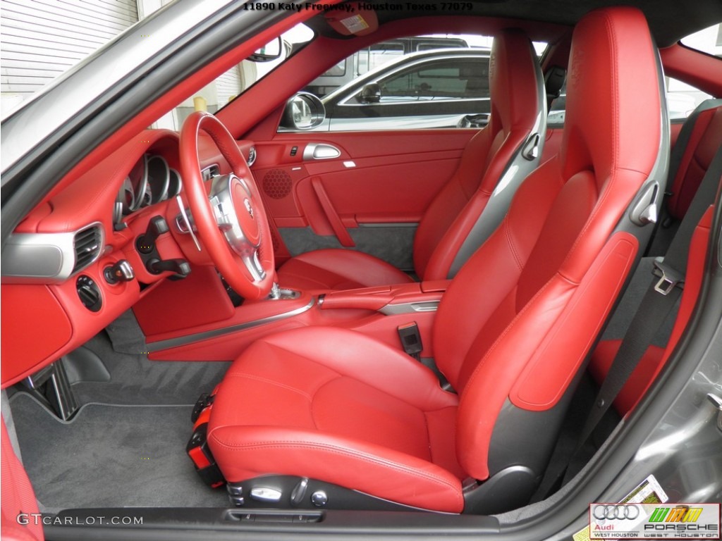 2011 911 Turbo Coupe - Meteor Grey Metallic / Carrera Red photo #7
