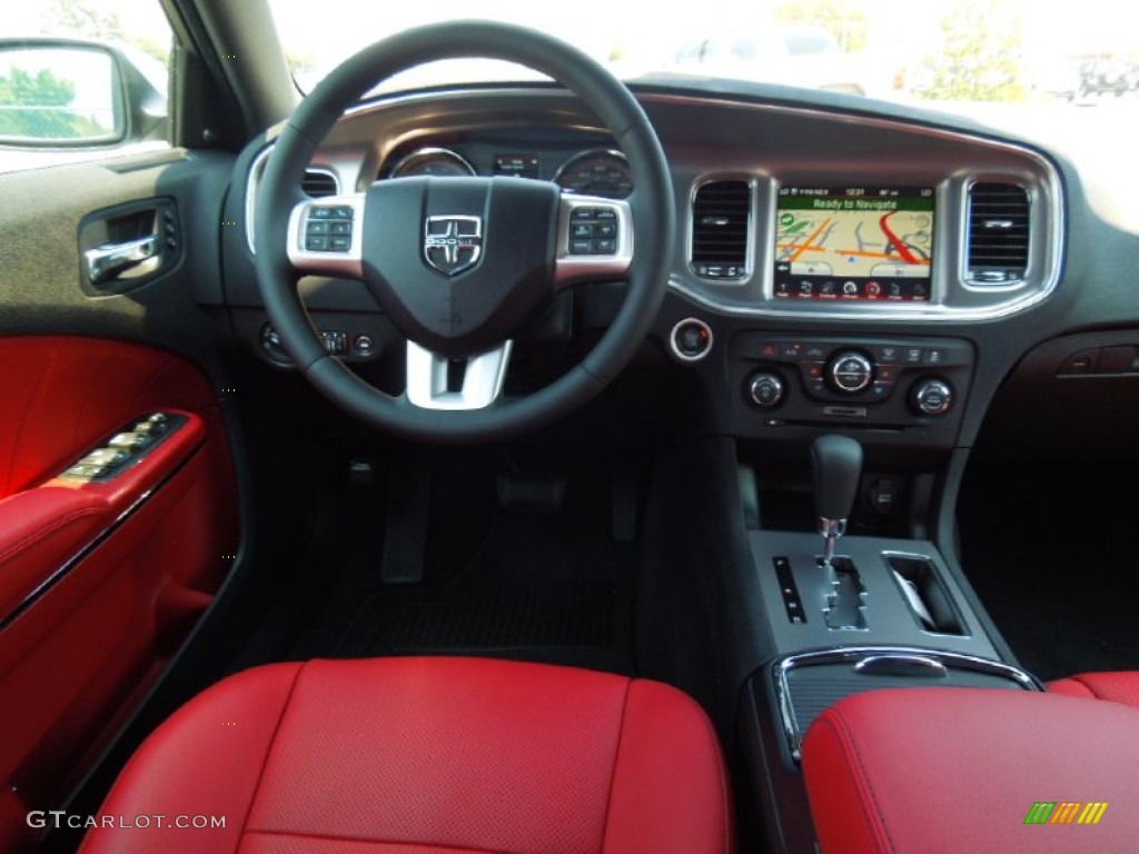 2012 Dodge Charger R/T Max Black/Red Dashboard Photo #66867503