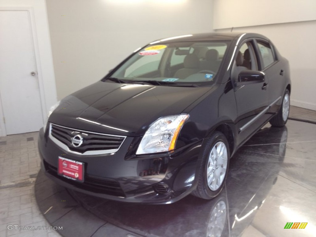 2011 Sentra 2.0 S - Super Black / Beige photo #1