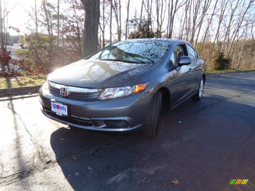 2012 Civic EX-L Sedan - Polished Metal Metallic / Gray photo #3