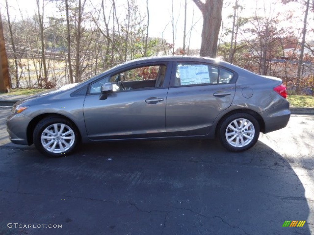 2012 Civic EX-L Sedan - Polished Metal Metallic / Gray photo #4