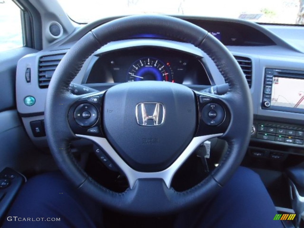 2012 Civic EX-L Sedan - Polished Metal Metallic / Gray photo #25