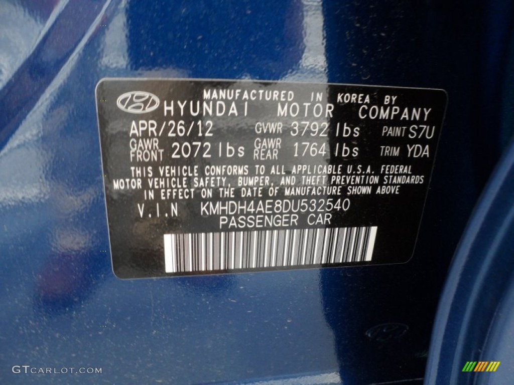 2013 Elantra GLS - Atlantic Blue / Beige photo #35