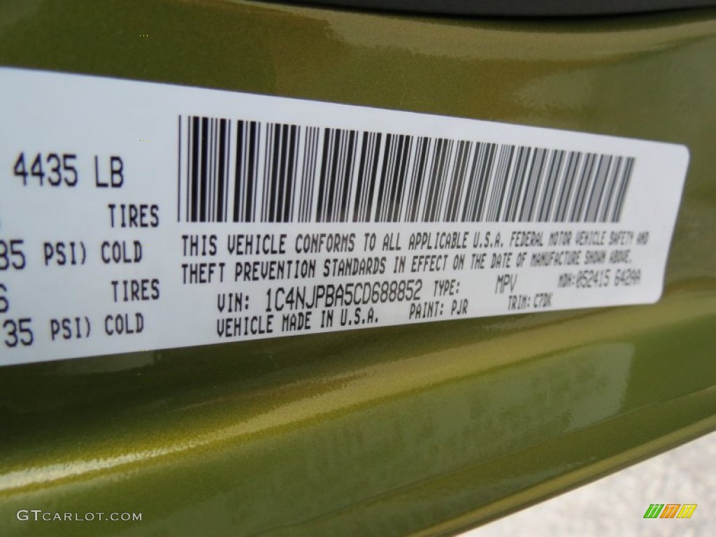 2012 Patriot Color Code PJR for Rescue Green Metallic Photo #66874598