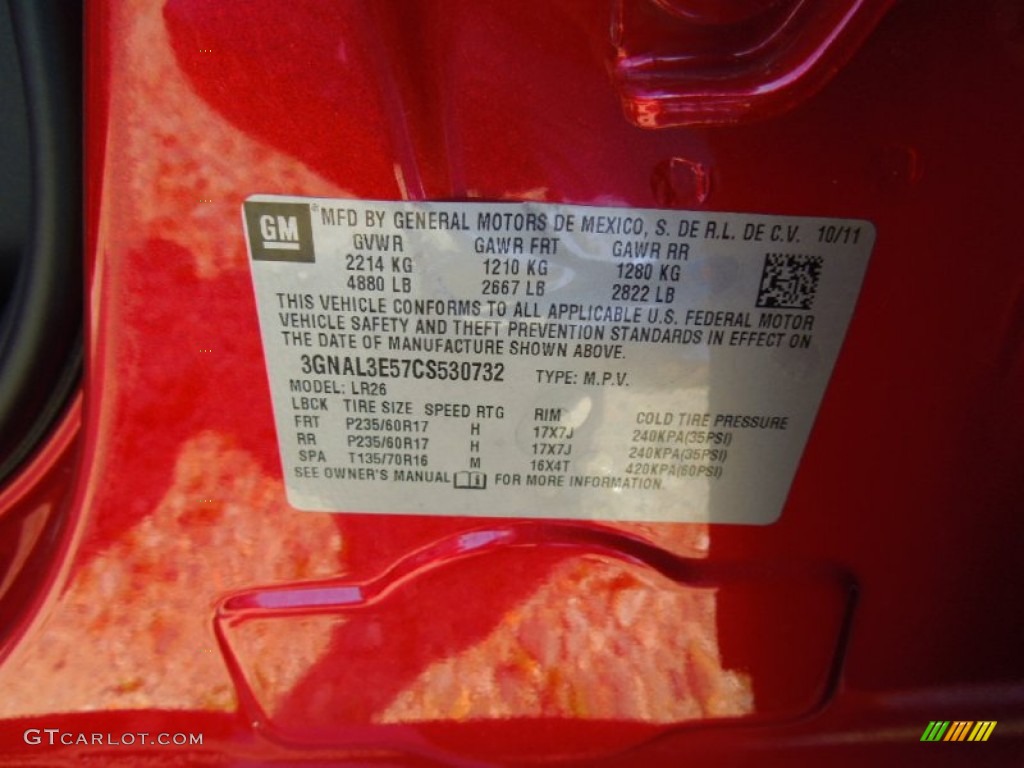 2012 Chevrolet Captiva Sport LT Info Tag Photos