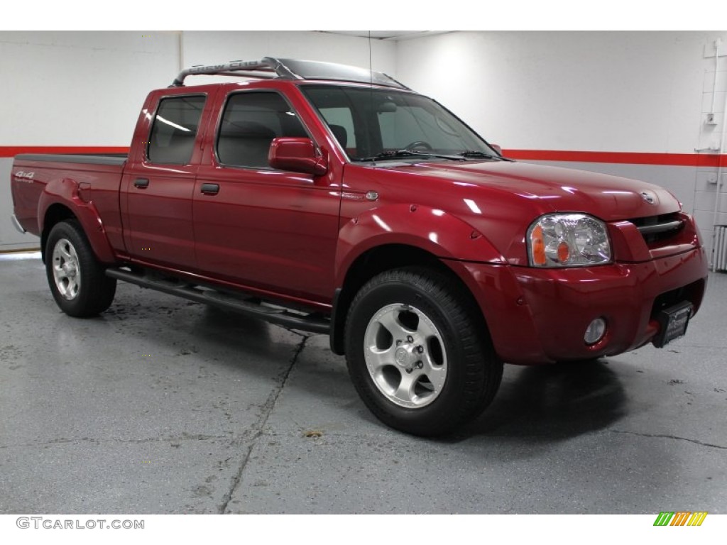 2002 Frontier SC Crew Cab 4x4 - Molten Lava Red Pearl / Charcoal photo #1