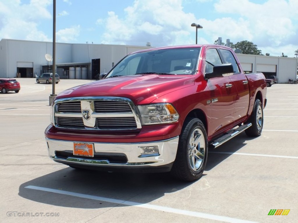 2010 Ram 1500 Lone Star Crew Cab - Inferno Red Crystal Pearl / Dark Slate/Medium Graystone photo #9