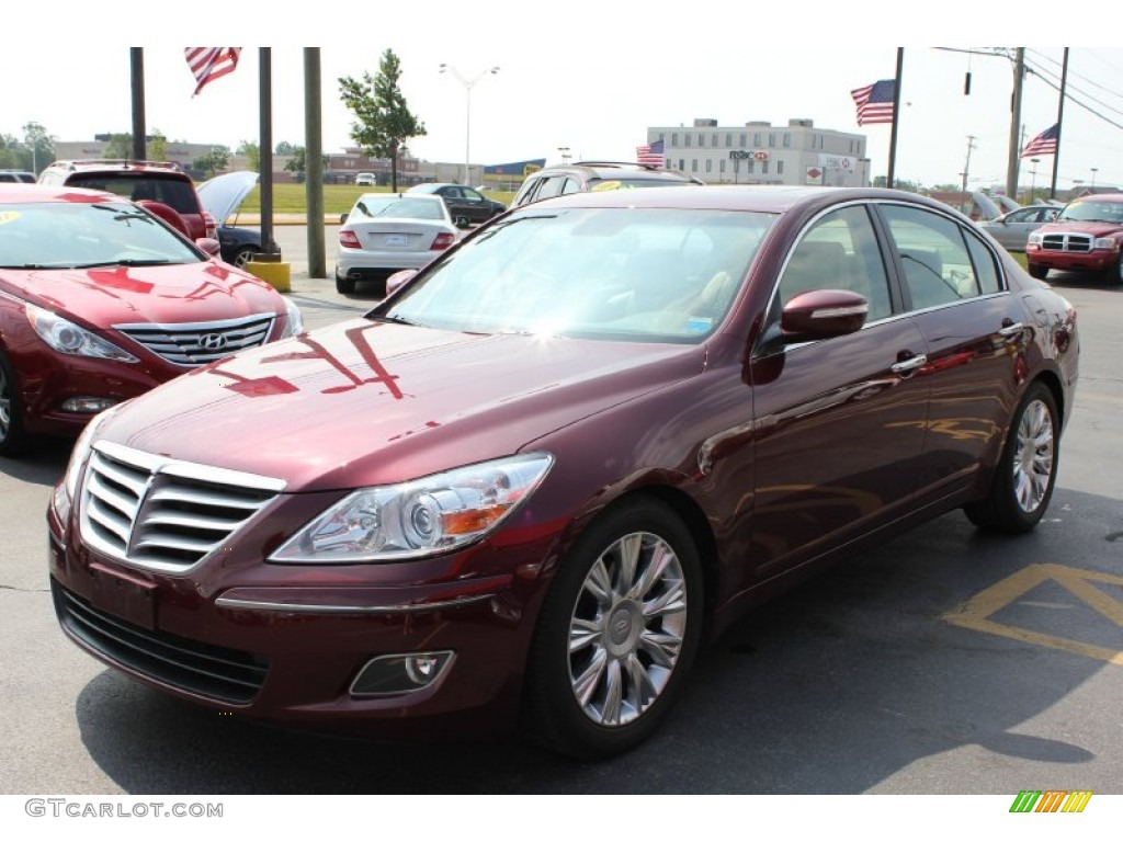 2009 Genesis 3.8 Sedan - Cabernet Red Pearl / Beige photo #1