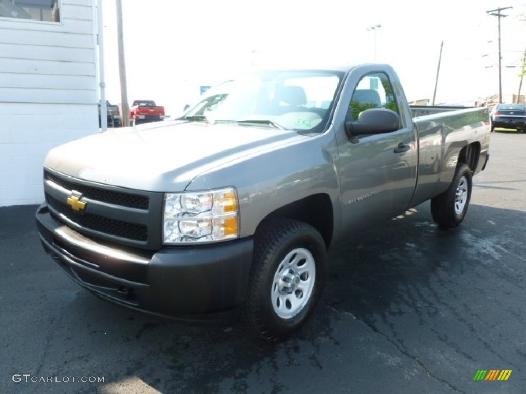 2012 Silverado 1500 Work Truck Regular Cab 4x4 - Graystone Metallic / Dark Titanium photo #3