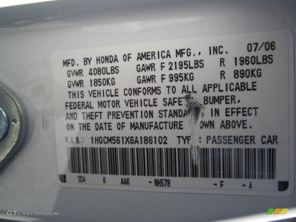 2006 Accord Value Package Sedan - Taffeta White / Ivory photo #19