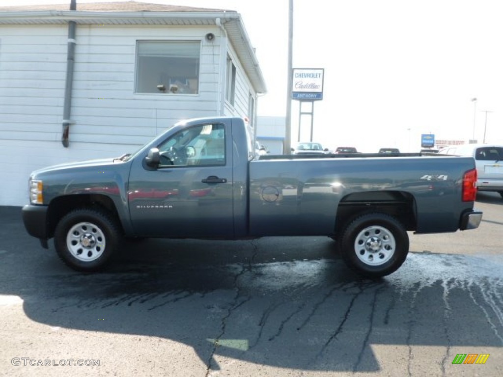 2012 Silverado 1500 Work Truck Regular Cab 4x4 - Blue Granite Metallic / Dark Titanium photo #4