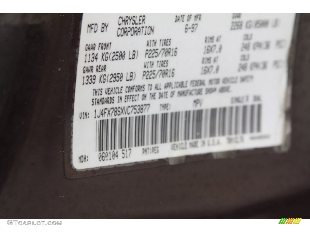 1997 Jeep Grand Cherokee Limited Color Code Photos