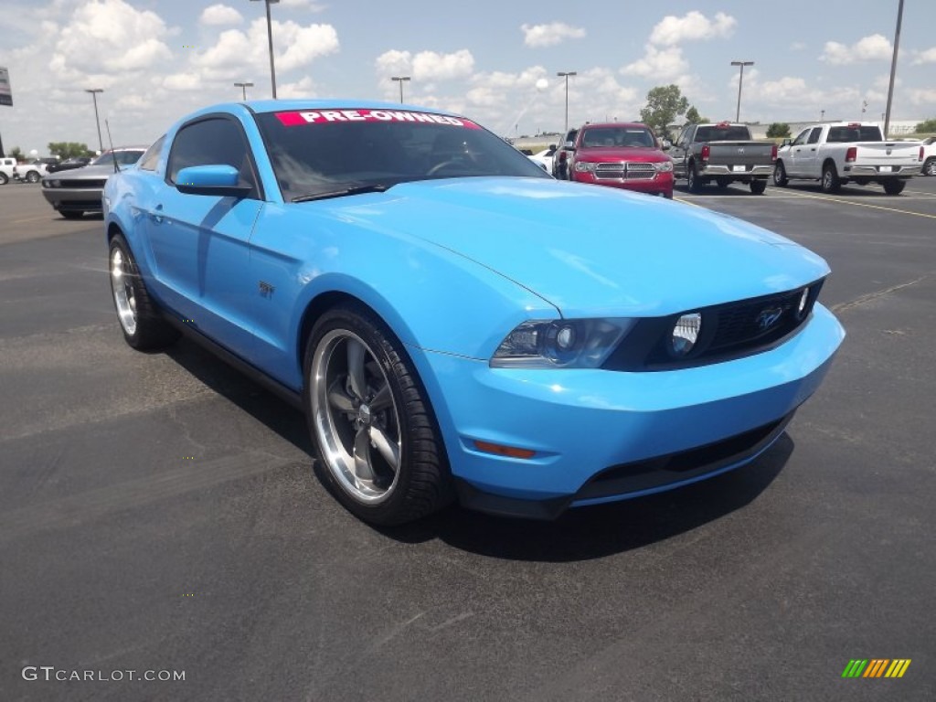 2010 Mustang GT Premium Coupe - Grabber Blue / Charcoal Black/Grabber Blue photo #3