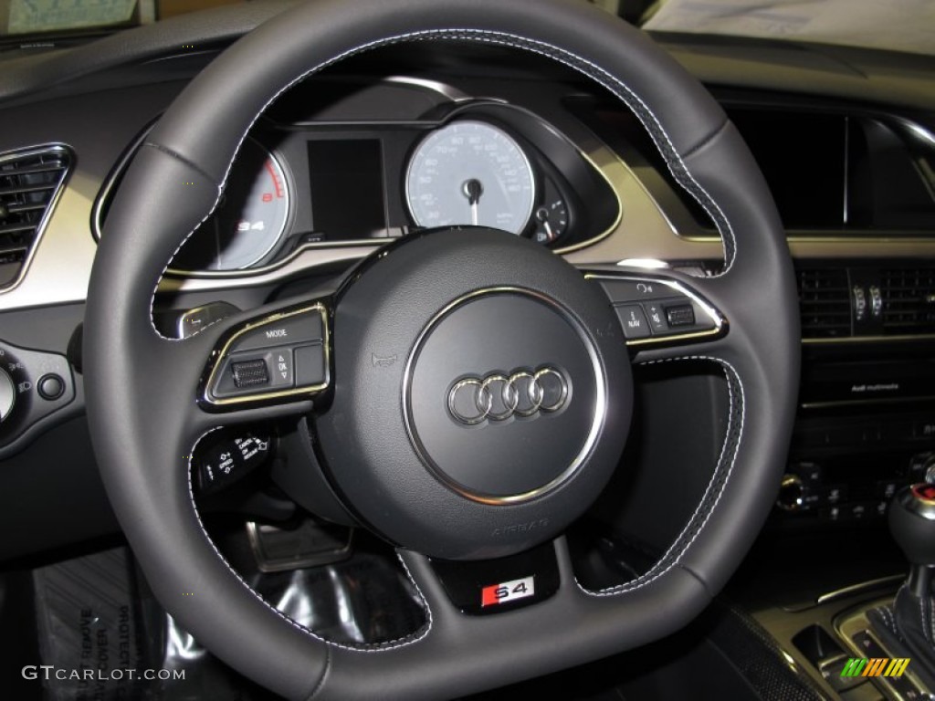 2013 Audi S4 3.0T quattro Sedan Black Steering Wheel Photo #66905160