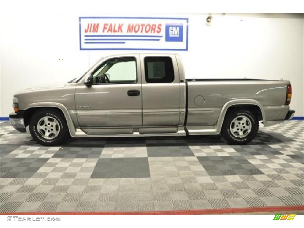 2001 Silverado 1500 LS Extended Cab - Light Pewter Metallic / Tan photo #27