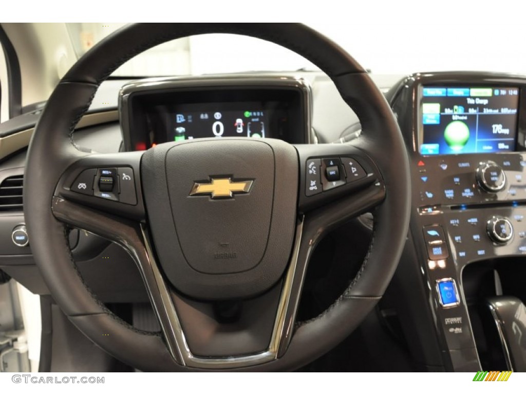 2012 Chevrolet Volt Hatchback Light Neutral/Dark Accents Steering Wheel Photo #66908851