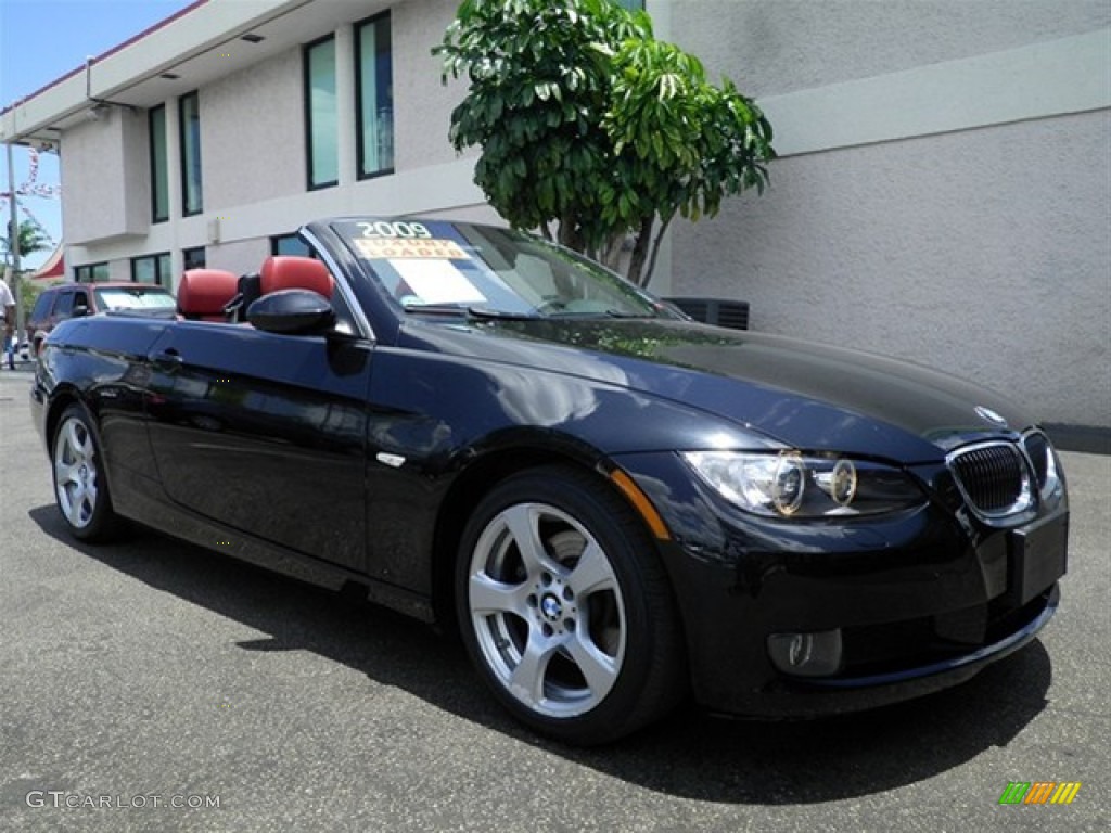 2009 3 Series 328i Convertible - Black Sapphire Metallic / Coral Red/Black Dakota Leather photo #26