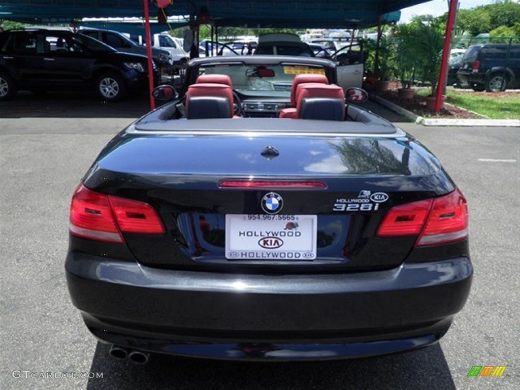 2009 3 Series 328i Convertible - Black Sapphire Metallic / Coral Red/Black Dakota Leather photo #32