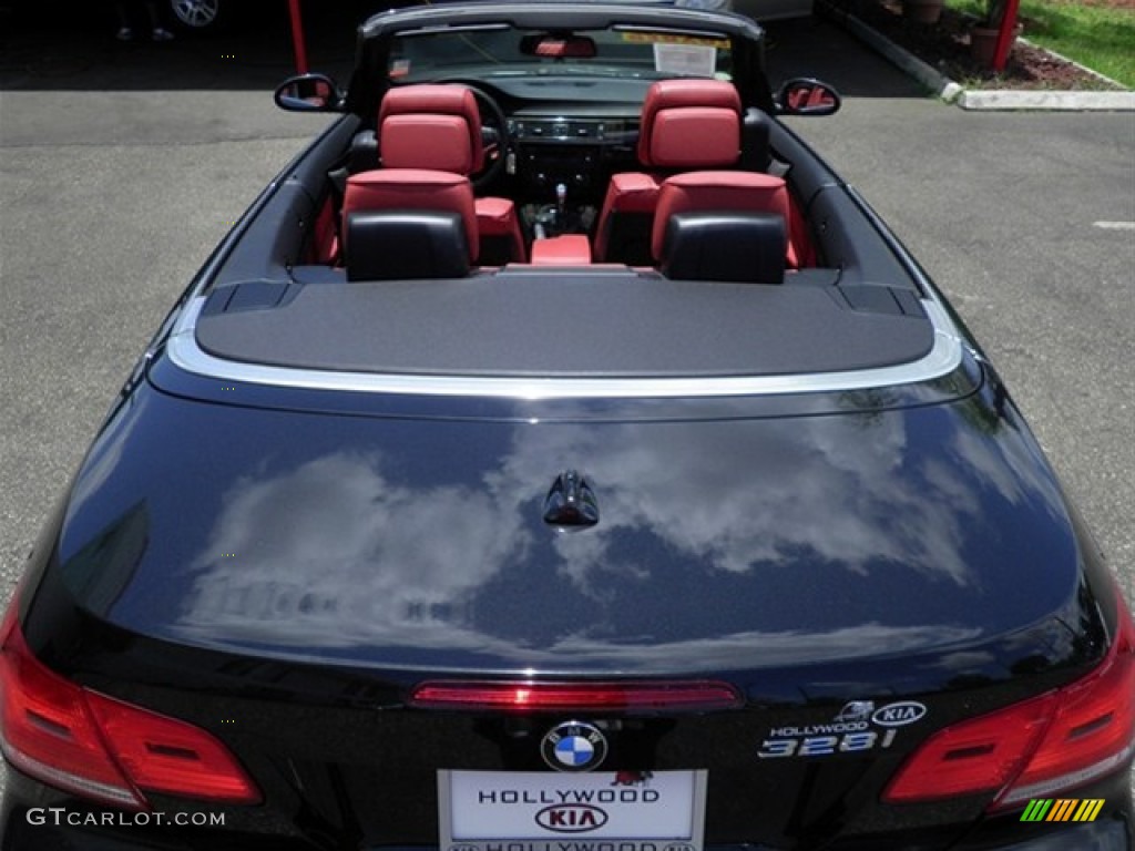 2009 3 Series 328i Convertible - Black Sapphire Metallic / Coral Red/Black Dakota Leather photo #33