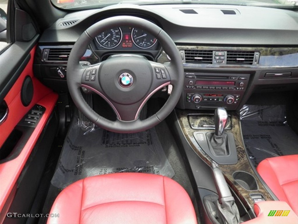 2009 3 Series 328i Convertible - Black Sapphire Metallic / Coral Red/Black Dakota Leather photo #47