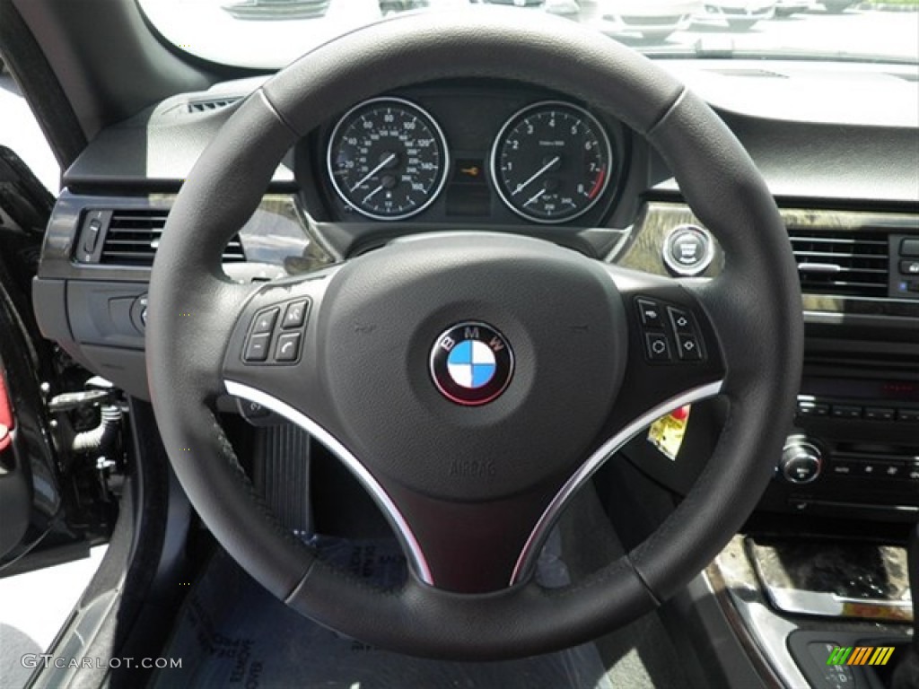 2009 BMW 3 Series 328i Convertible Coral Red/Black Dakota Leather Steering Wheel Photo #66916855