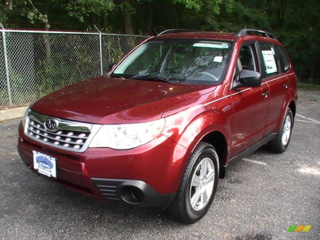 2012 Forester 2.5 X - Camellia Red Pearl / Platinum photo #1