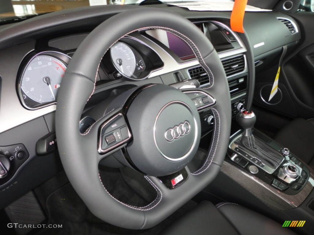 2013 Audi S5 3.0 TFSI quattro Convertible Black Steering Wheel Photo #66927122