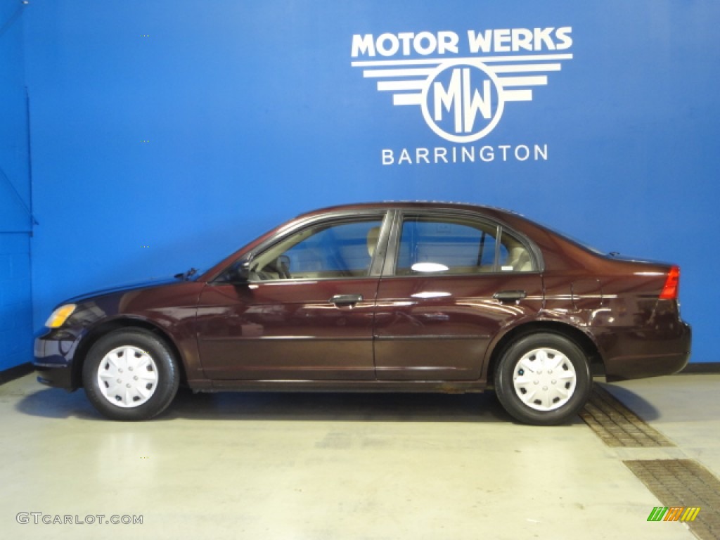 2001 Civic LX Sedan - Vintage Plum Pearl / Gray photo #4