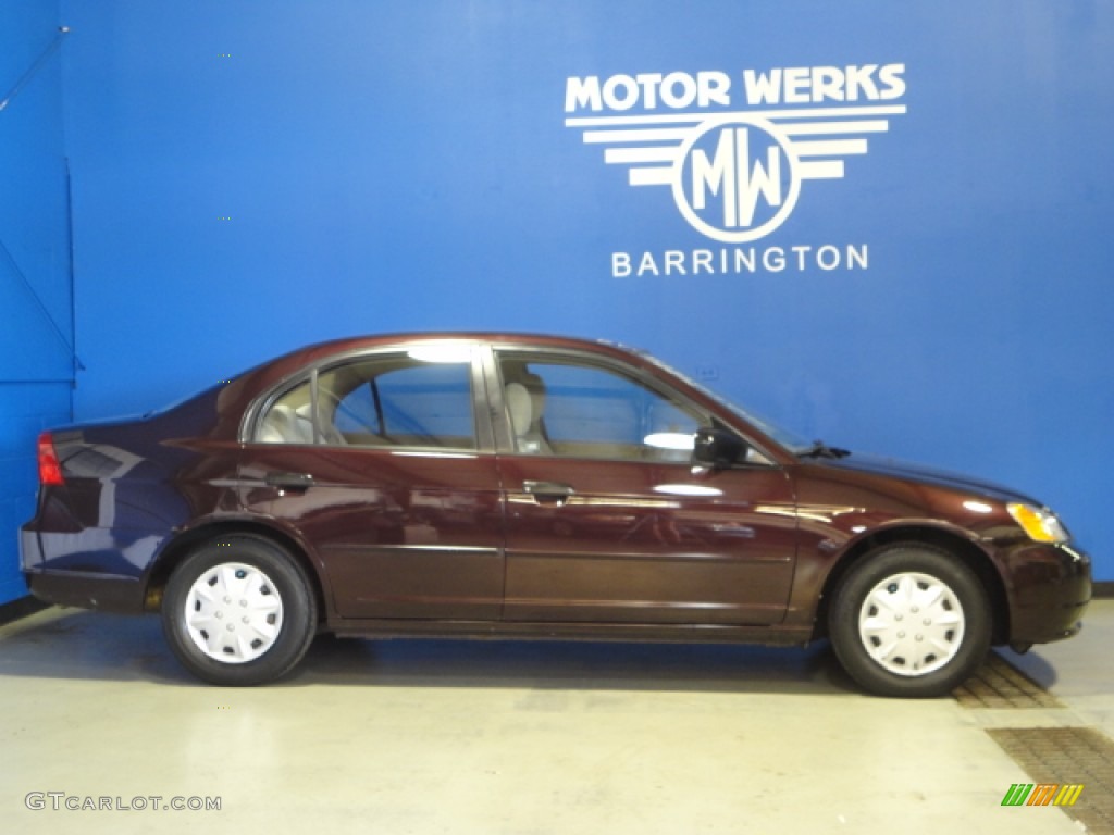 2001 Civic LX Sedan - Vintage Plum Pearl / Gray photo #9