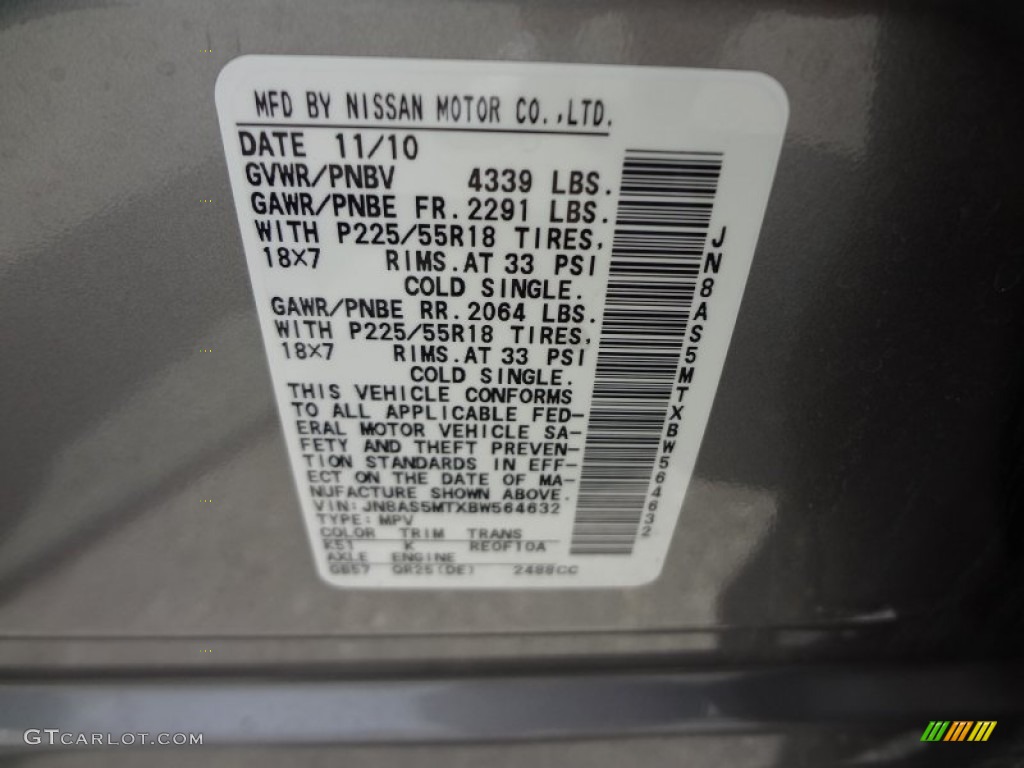 2011 Rogue SL - Gotham Gray Metallic / Gray photo #26