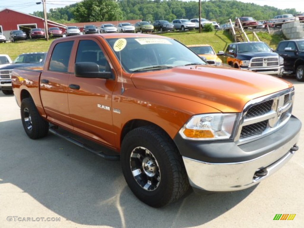 2010 Ram 1500 ST Crew Cab 4x4 - Mango Tango Pearl / Dark Slate/Medium Graystone photo #7